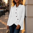 thumbnail image 5 of Tqcoqu Women's Waffle Knit Button Down Shirt,Point Collar Long Sleeve Asymmetric Irregular Hem Loose Casual Blouse Tops,2026 Fall Winter Trendy Clothes,White Women's S-XXL, 5 of 5