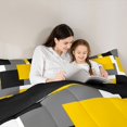 thumbnail image 4 of Homewish Yellow Patchwork Block Queen Comforter Set,Modern Abstract Art Comforter Sets Queen,Black Reversible,3pcs,1 Comforter and 2 Pillowcases, 4 of 7