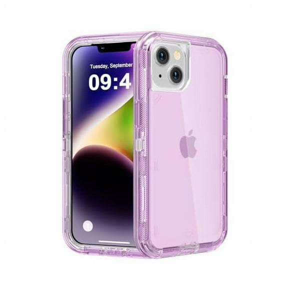 HAYAN for iPhone 14 Case, Heavy Duty Shockproof Protection Phone Cases, Anti-Drop, Triple Layer Transparent Protective Cover Compatible with iPhone 14, 6.1 inch,Crystal Purple