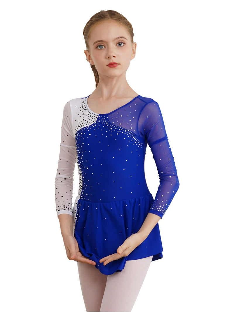 CHICTRY Girls Skating Costume Figure Skating Dress Dancewear for Competition Royal Blue 16