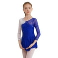 thumbnail image 2 of TTAO Kids Girls Figure Skating Dress Long Sleeves Rhinestone Ballet Dance Leotard Performance Costume Royal Blue 12, 2 of 7