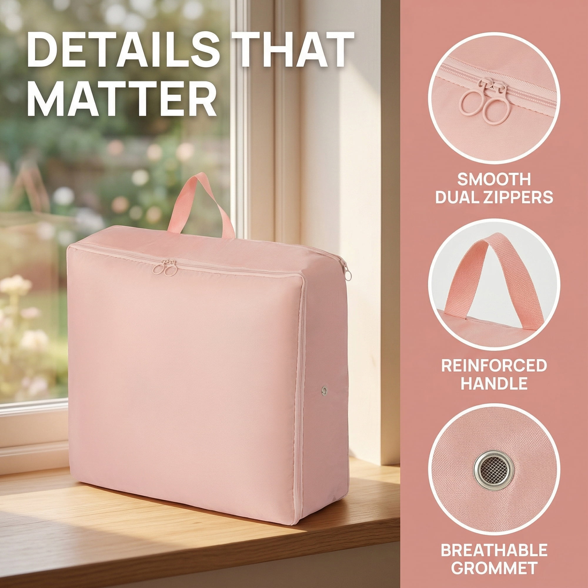 Unique Bargains Foldable Storage Bags Ideal for Organizing Bedroom Pink 21.3"x16.5"x23.6"