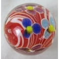 thumbnail image 4 of Big Game Toys~22mm (7/8") Dahlia Hand Made Art Glass Marble Clear/Red/Blue/Pink Flower, 4 of 5