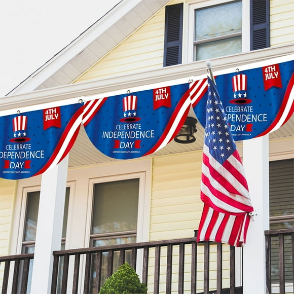 5Pcs Independence Day Fan Shaped Flag, Kadlawus Independence Day Decorative Fan-Shaped Flag for Holiday, Polyester Printing Hanging Flag, Pleated Fan Design Garden Layout, Patriotic Party Gathering