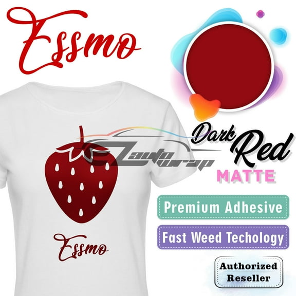 ESSMO Dark Red Matte Solid Heat Transfer Vinyl HTV Sheet T-Shirt 20" Wide Iron On Heat Press DP06 20"x12"