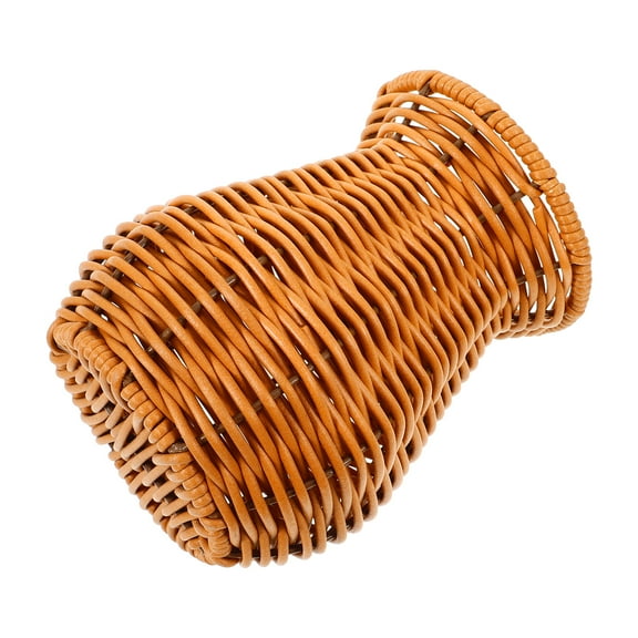 OUNONA Rustic Imitation Rattan Flower Vase for Dried Flowers Decorative Woven Vase Light Brown Plastic