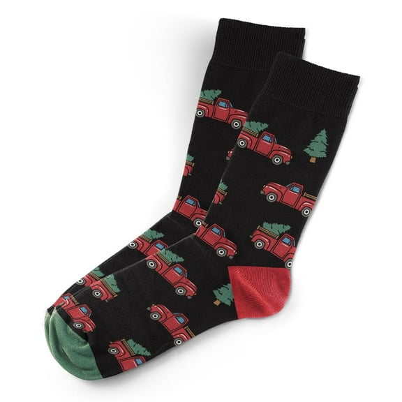 Sillies Socks Outdoor Socks - Red Truck And Trees Novelty Unisex Sock Set, Fun Unique Designs