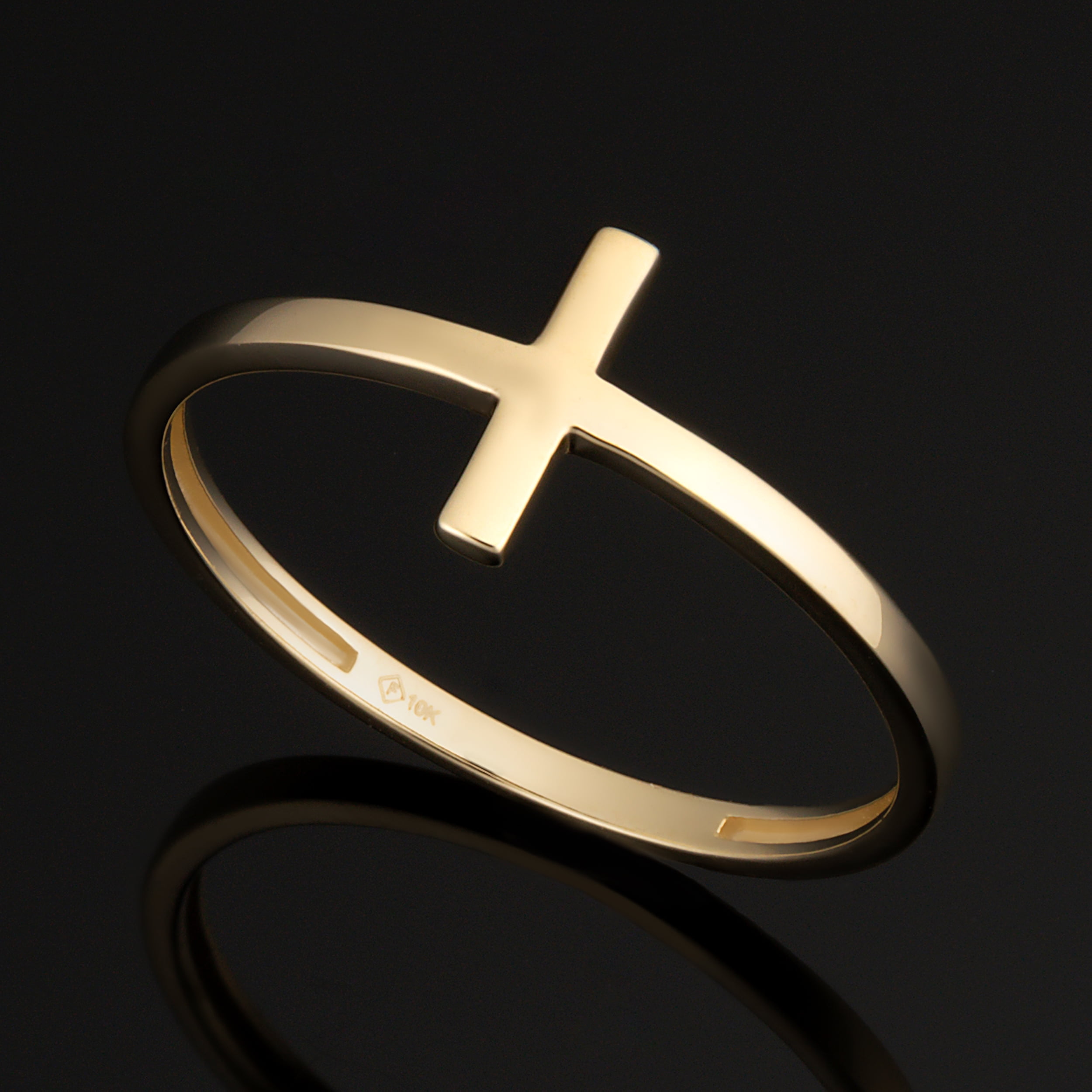 KoolJewelry 10k Gold High Polish Cross Ring