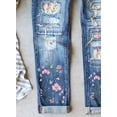 thumbnail image 5 of FARYSAYS Women's Rose Printed Jeans for Women Trendy Patchwork Jeans Stretch Jeans for Womem Denim Pants Ripped Denim Jeggings Women Jeans Petite Straight Leg Size 4, 5 of 6
