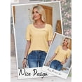 thumbnail image 6 of Hibeli Women U-Neck Puff Short Sleeve Solid Color Top, 6 of 7