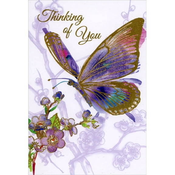 Pictura Goil Foil Accented Purple Butterfly Thinking of You Card