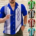 thumbnail image 4 of Mens Casual Vintage Bowling Shirt Retro Striped Short Sleeve Button Down Shirts, 4 of 12