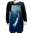 thumbnail image 1 of Nature Kids Apron, Sunny Day in the Mountains Tourist Standing on a Rock Adventurous Lifestyle, Boys Girls Apron Bib with Adjustable Ties for Cooking Baking Painting, Slate Blue White, by Ambesonne, 1 of 2