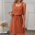 thumbnail image 4 of Square Neck Drawstring Sleeveless Vest Dress With, 4 of 6