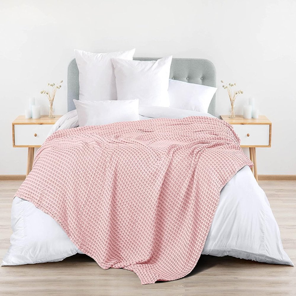 100 Cotton Waffle Weave Bed Blanket Soft Breathable and Lightweight Blanket for Season Perfect for Layering Walmart
