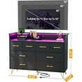 thumbnail image 2 of Twister.CK 8 Drawers Dresser, Storage Chest of Drawers, TV Stand for 65" with Power Outlet & LED Lights, for Living Room Bedroom, Black, 2 of 8