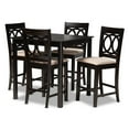 thumbnail image 2 of Baxton Studio Lenoir Modern and Contemporary Sand Fabric Upholstered Espresso Brown Finished 5-Piece Wood Pub Set, 2 of 7