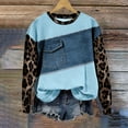 thumbnail image 2 of Hueook Oversized Tshirts for Women Long Sleeve Hoodless Printed Casual Warm Sweatshirt Light Blue L, 2 of 5