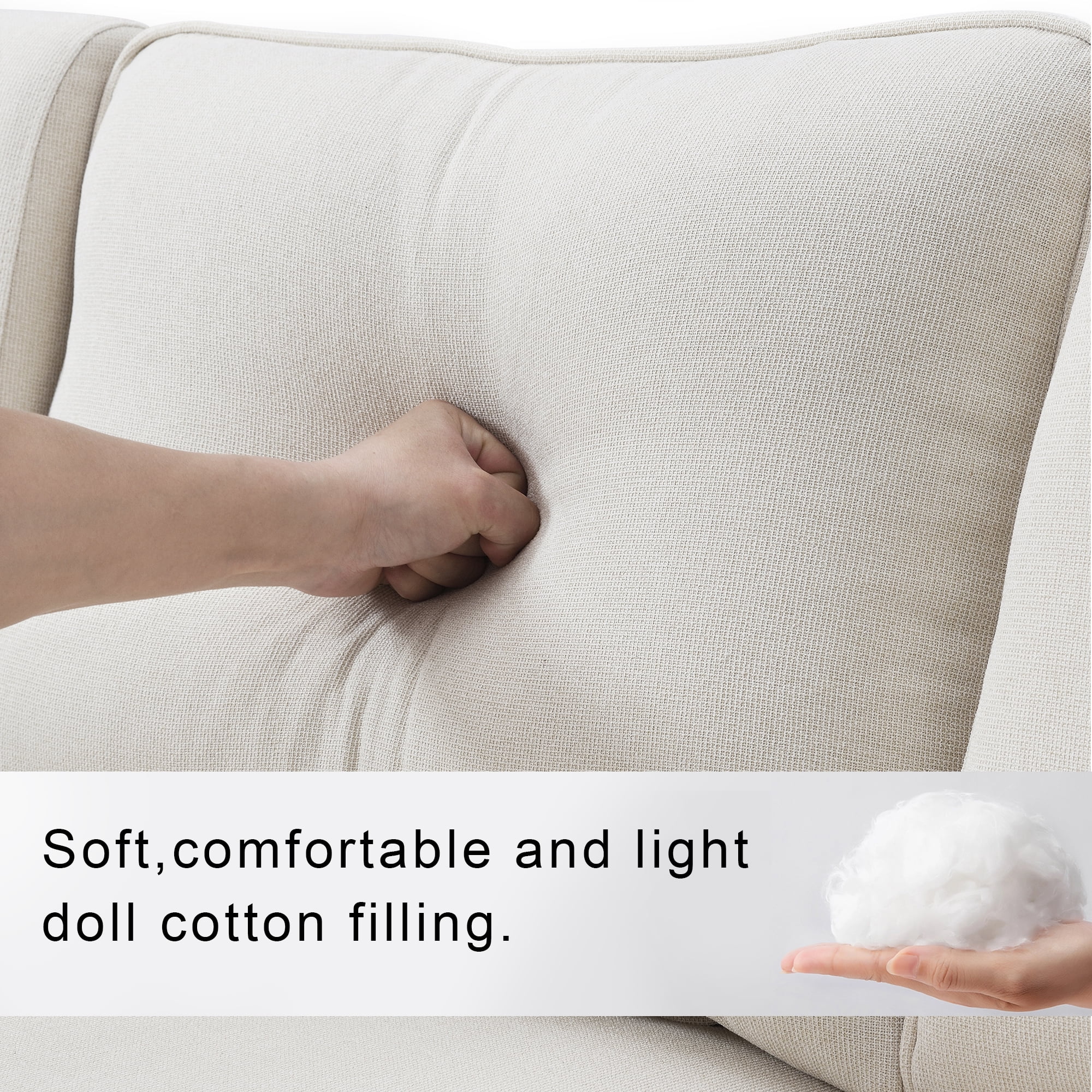 Upholstered Sectional Sofa with Console,114.2inch Modern 4 Seater Sofa Fabric Sofa with 4 Pillows and 2 Cup Holders and 2 USB Ports for Living Room, Apartment, Office,Beige