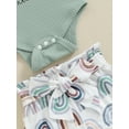 thumbnail image 7 of Suealasg Newborn Girl Summer Outfit Fly Sleeve Letter Flower Print Romper Elastic Waist Shorts Headband 3 6 Months Baby Girls Clothes, 7 of 7