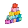 thumbnail image 2 of Juego de bloques de construcción arcoíris apilables, juguete sensorial, cubos de piedras preciosas acrílicas arcoíris transparentes y suaves, para 15 piezas, 2 of 8