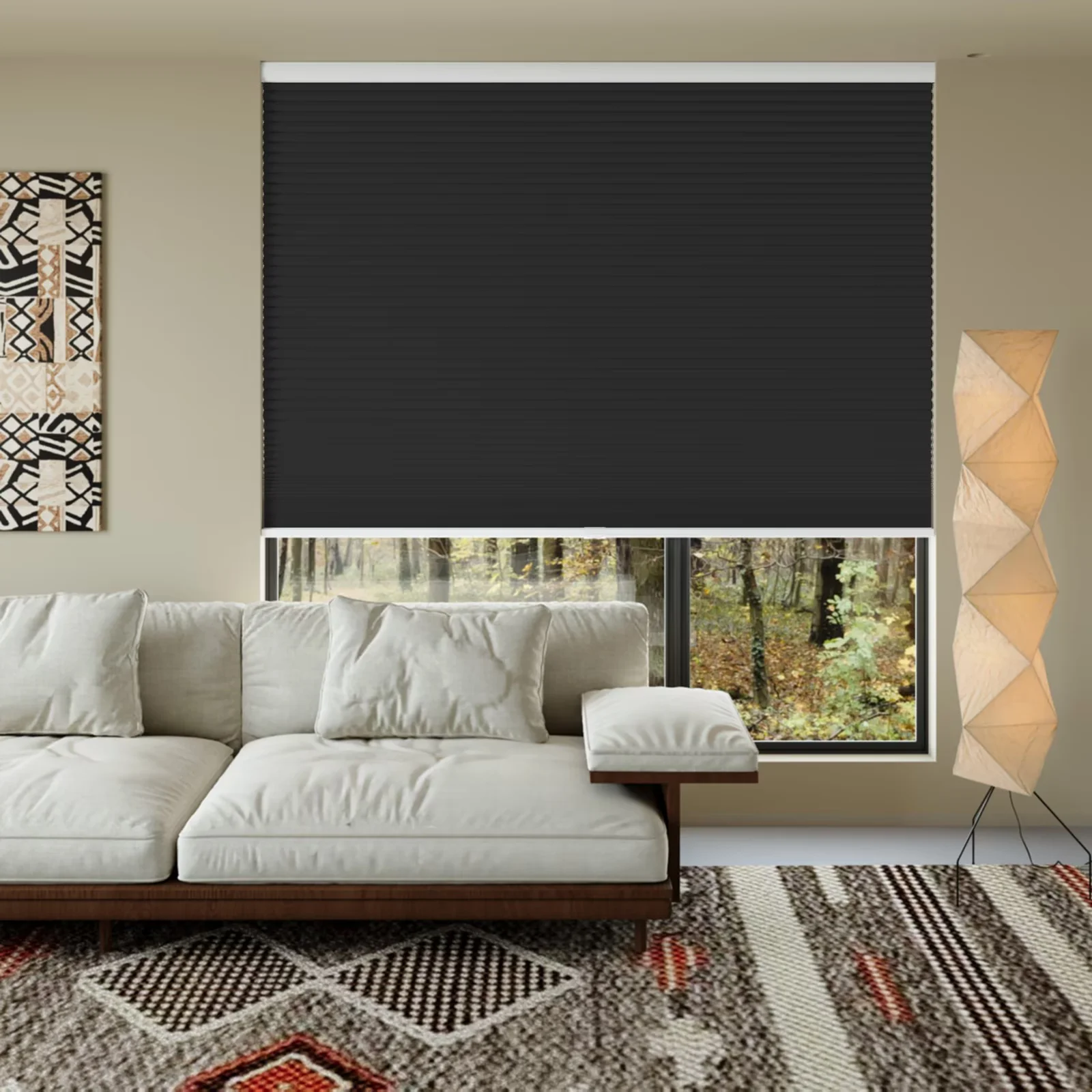 MYshade Cordless Black-36"W*72"H Blackout Cellular Shades 1.5 inch Honeycomb Blinds for Indoor Windows Insulated Noise Reducing Window Shades & Blinds for Home