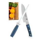 Met Lux 8 Inch Honing Steel, 1 High-Carbon Knife Steel - Moisture-Resistant Handle, Chromium Finish, Blue Steel Knife Sharpening Steel, For Sharpening Multiple Knives - Restaurantware