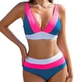 thumbnail image 5 of GEWSEY Women's Cheeky Bikini Sets Color Block Two Piece Swimsuit Crisscross Back Sporty Bathing Suits Curvy Swim Suit (Blue, M), 5 of 9