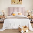 thumbnail image 2 of Amolife Twin Bed Frame, Modern Upholstered Platform Bed Frame with Adjustable Chenille Fabric Headboard, Easy Assembly, Pink, 2 of 11