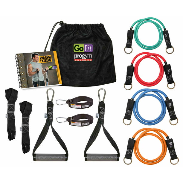 GoFit ProGym Extreme – Portable Home Gym Set with Resistance Tubes, Handles, Ankle Straps and Door Anchors