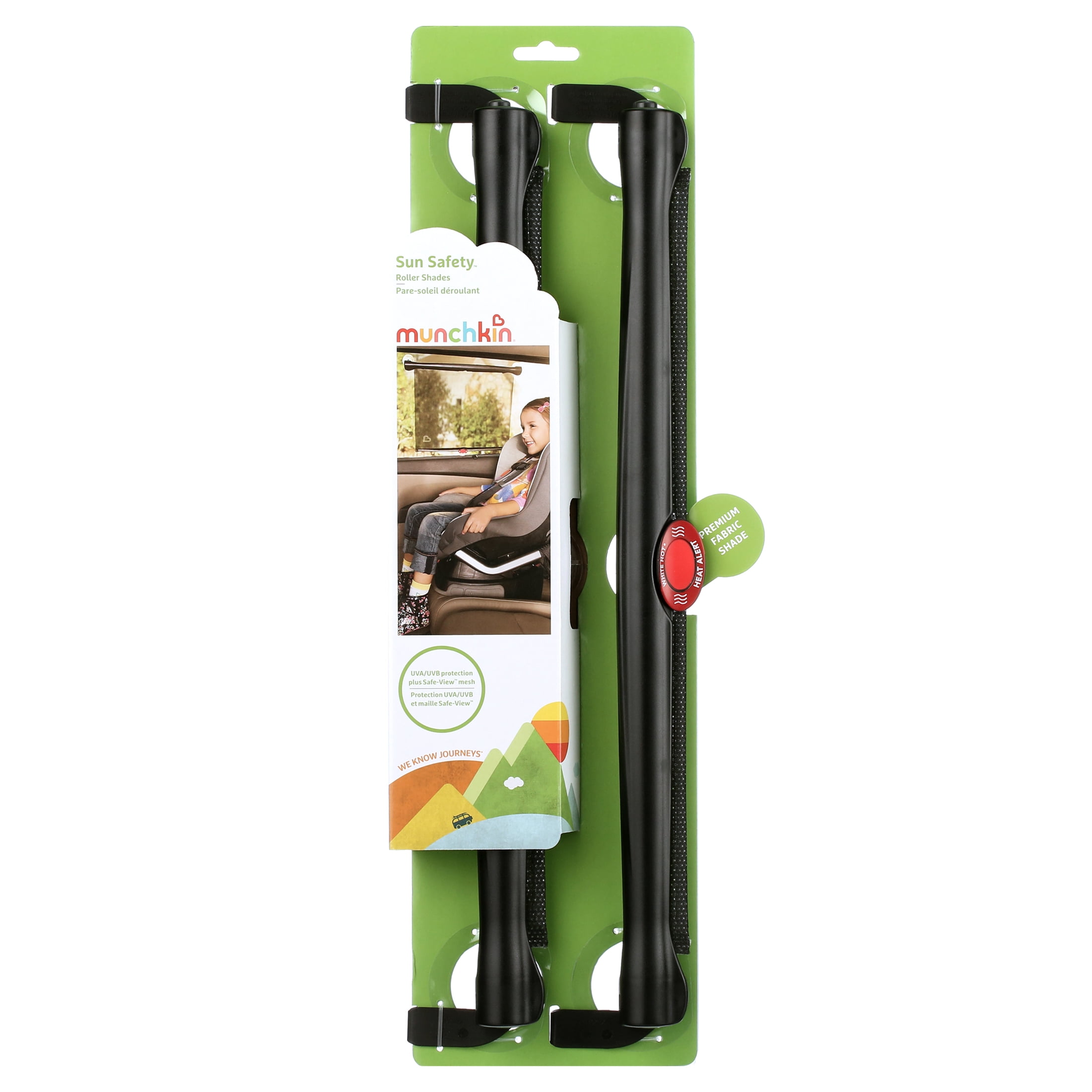 Munchkin® White Hot® Sun Safety™ Car Window Baby Roller Shade, Black, Unisex, 2 Pack