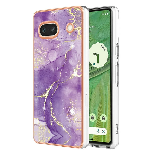Compatible with Google Pixel 7A Soft Case Marble Pattern Enhanced Camera & Screen Protection Cover