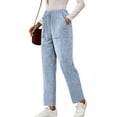 thumbnail image 2 of Womens Corduroy Pants Comfy Pull On Pants Straight Leg Pant with Pockets Elastic High Waisted Slacks Trousers Sky Blue 3XL, 2 of 4