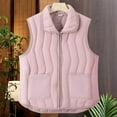 thumbnail image 2 of WRKEKC Womens Puffer Vest Solid Color Sleeveless Funnel Neck Zip Pockets Quilted Liner Warm Winter Vest Jacket Coat, 2 of 9