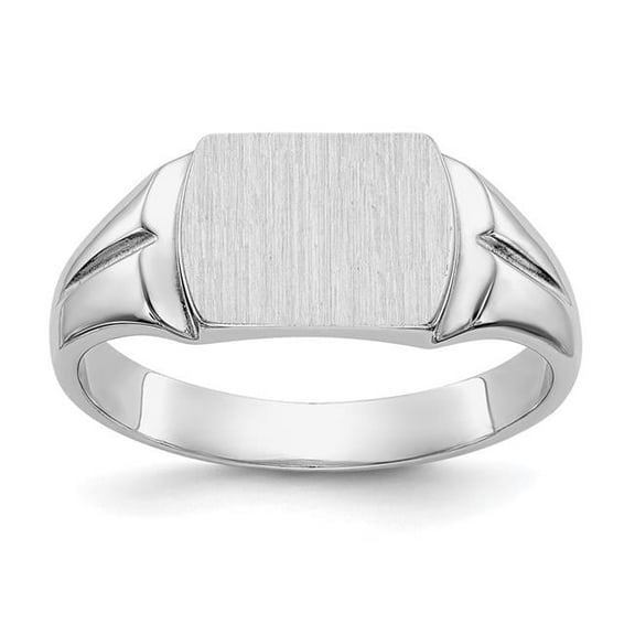 Finest Gold 14K White Gold 8 x 10.5 mm Closed Back Signet Ring - Size 8