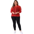 thumbnail image 3 of DARING DIVA Women's Plus Size Mesh Sheer Zip Up Bomber Jacket 1X Red, 3 of 6