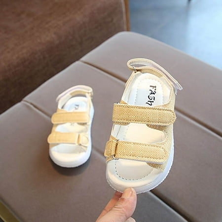 

PENDANE Summer Sandals Children LED Light Shoes Beach Shoes Hollow Breathable Soft Sole Little Ones Active Lace-Ups Toddlers Breathable Lace-Ups Girl s Sandals Deals Savings(Yellow 28)