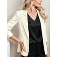 thumbnail image 4 of Women Silk Satin Tops Cap Short Sleeve Blouse V Neck Shirts Business Casual Outfits Black L, 4 of 7