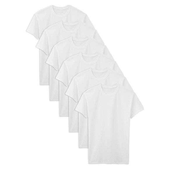 Fruit Of The Loom Hommes Classique Blanc Col Rond T-Shirts - Pack de 6, LT, Blanc