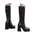 thumbnail image 3 of YLYL Women's Platform Knee High Boots Chunky Block Heel Square Toe Long Boots with Side Zipper, 3 of 9