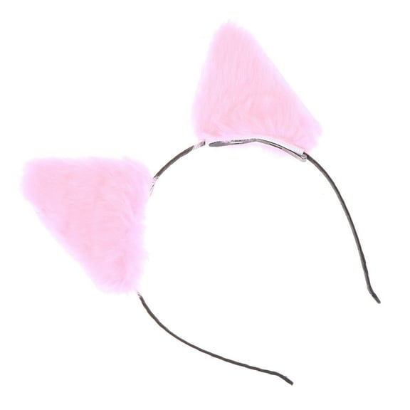 WEUVEB Pink Cat Ear Hair Hoop Soft Plush for Party and Festival Use