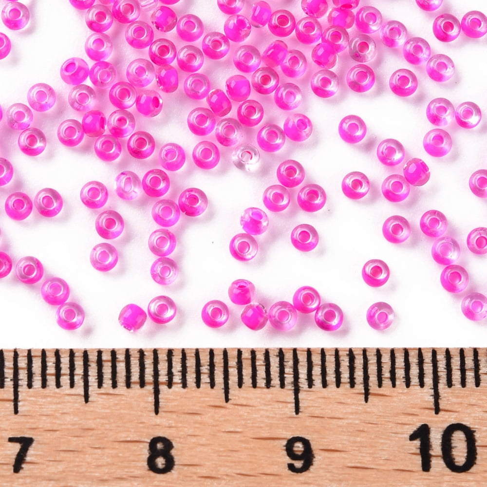 11/0 Grade A Round Glass Seed Beads Transparent Inside Colours Camellia 2.3x1.5mm Hole: 1mm about 48500pcs/pound