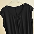 thumbnail image 4 of Women Solid Pleated Crew Neck Sleeveless Midi Nightgown, Soft Loose Cool Summer Loungewear Sleep Dress Multiple Plain Colors Black XXXXL(XXXXL), 4 of 8