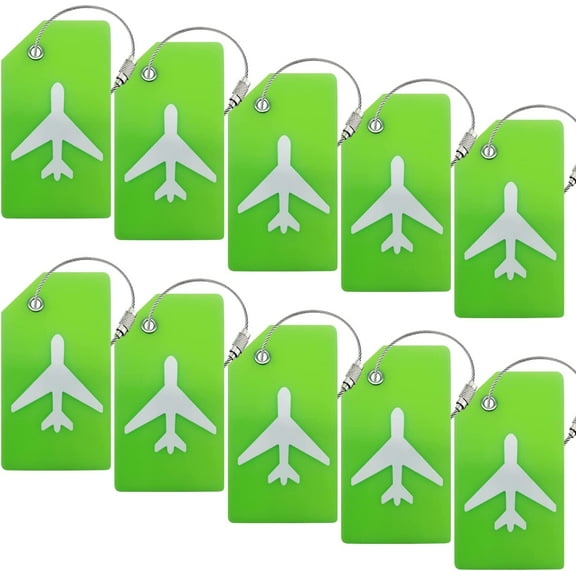 10 Pack Green Silicone Luggage Tags for Suitcases TSA Approved Bag Identifier Tag for Women Men