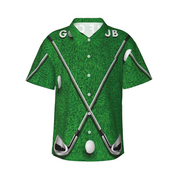 Fotbe Golf Sport Club Camisa Hawaiana para Hombre Unisex – Camisa Casual de Verano con Botones de Manga Corta de Algodón y Lino,X-Large