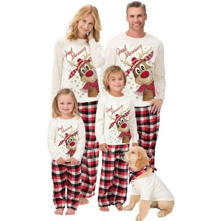

Gwiyeopda Family Matching Christmas Pajamas Set Deer Sleepwear Xmas PJS Set for Couples and Kids