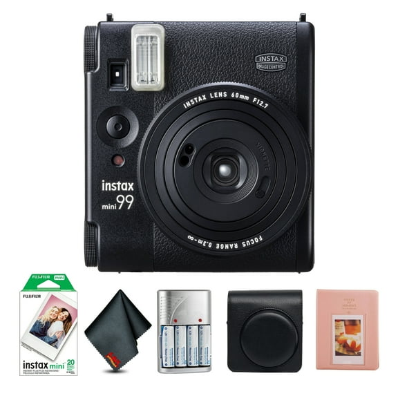 Fujifilm Instax Mini 99 Instant Camera Bundle with Fuji Instax Mini Instant Film Value Pack (20 Sheets)   Vintage Style Compatible Carrying Case - Black   Photo Album – 64 Pockets   More