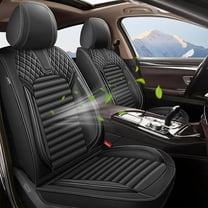 JIAMAOXIN Seat Covers Fit for GMC Terrain 2010-2024: Leather Car Seat Cover Front Set Waterproof Automotive Cushion Protector (2 Seats,Black)