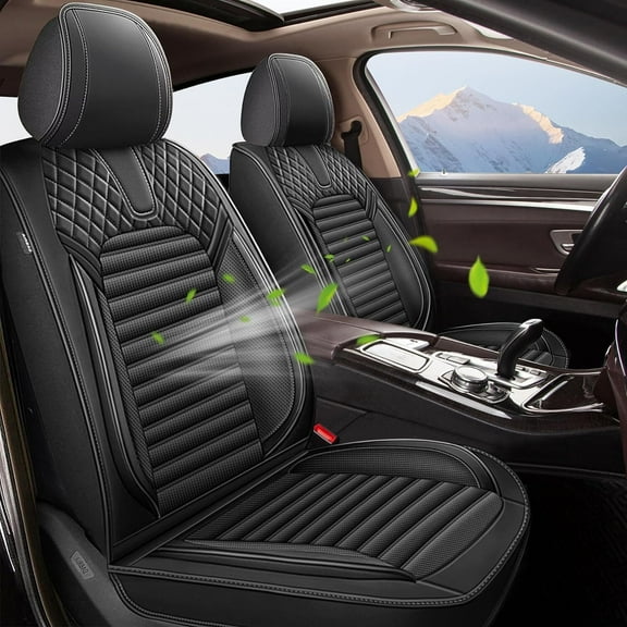 JIAMAOXIN Seat Covers Fit for GMC Terrain 2010-2024: Leather Car Seat Cover Front Set Waterproof Automotive Cushion Protector (2 Seats,Black)