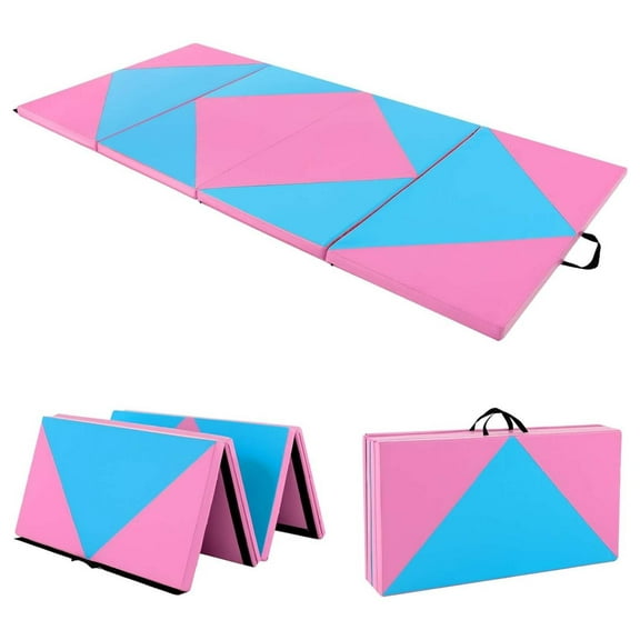 WSSYzyzf 4x8ft Gymnastics Mat 2-Inch Thick Rose/Blue Folding Mat Non-Slip for Exercise Training